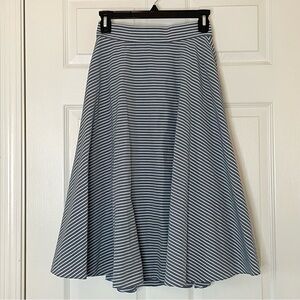 Uniqlo Striped A-Line Skirt - Blue and White